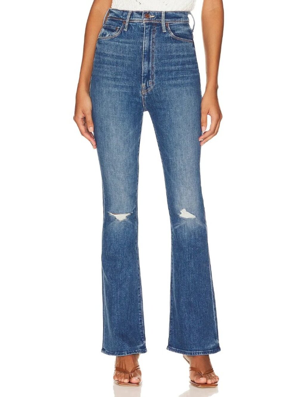 NWT Mother Tippy Top Cruiser Sneak in Globe Trotter High Rise Flare Jeans 28